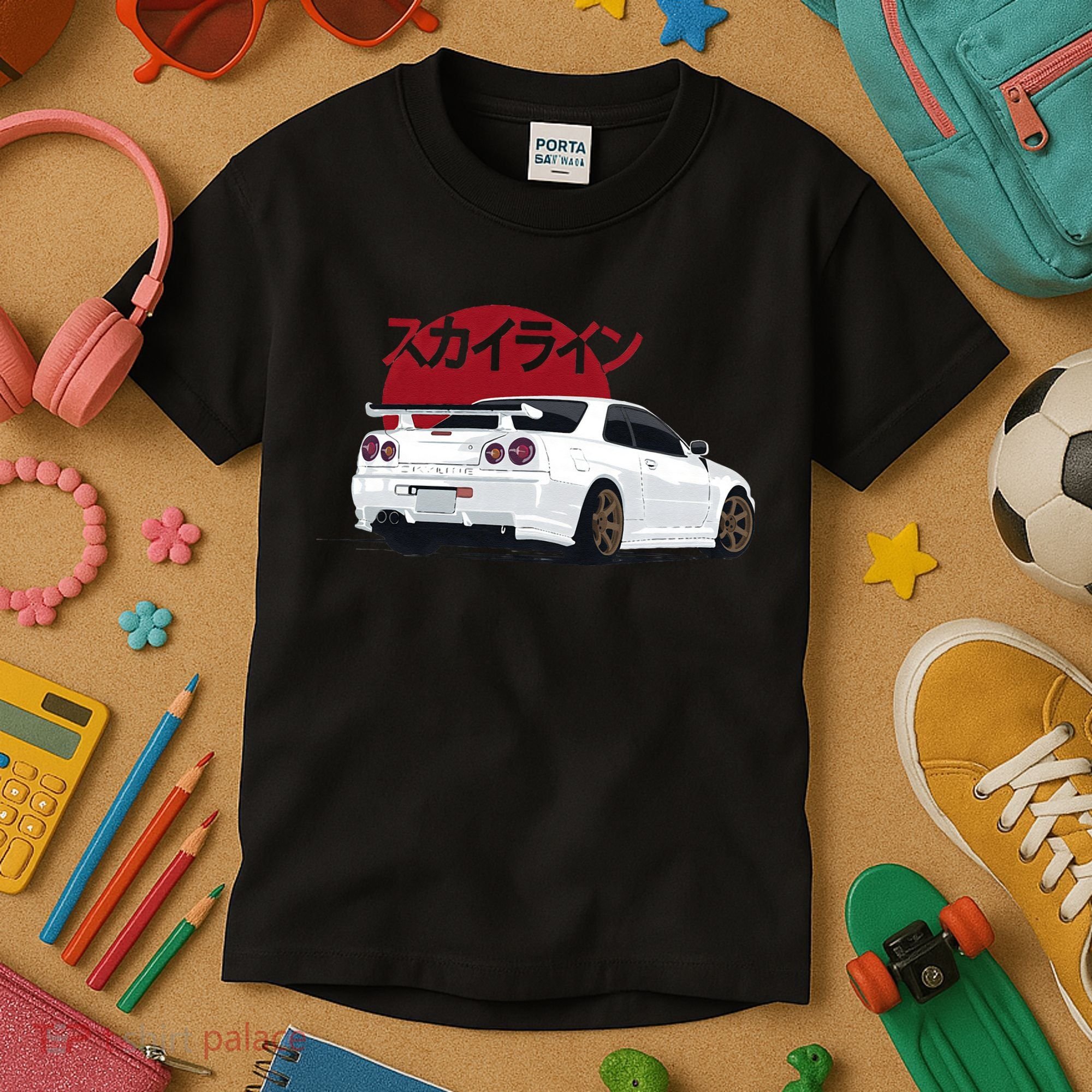 White Gt R 34 JDM Skyline Kids T-Shirt