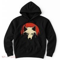 Wolf Graphic Red Moon Wildlife Animal Wolf Japanese Hoodie thumb 0
