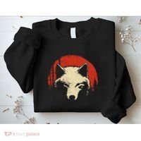 Wolf Graphic Red Moon Wildlife Animal Wolf Japanese Sweatshirt thumb 2
