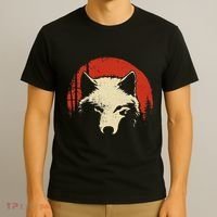 Wolf Graphic Red Moon Wildlife Animal Wolf Japanese T-Shirt thumb 3