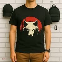Wolf Graphic Red Moon Wildlife Animal Wolf Japanese T-Shirt thumb 6