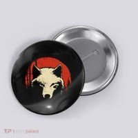 Wolf Graphic Red Moon Wildlife Animal Wolf Japanese Button thumb 0