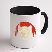 Wolf Graphic Red Moon Wildlife Animal Wolf Japanese Coffee Mug thumb 1