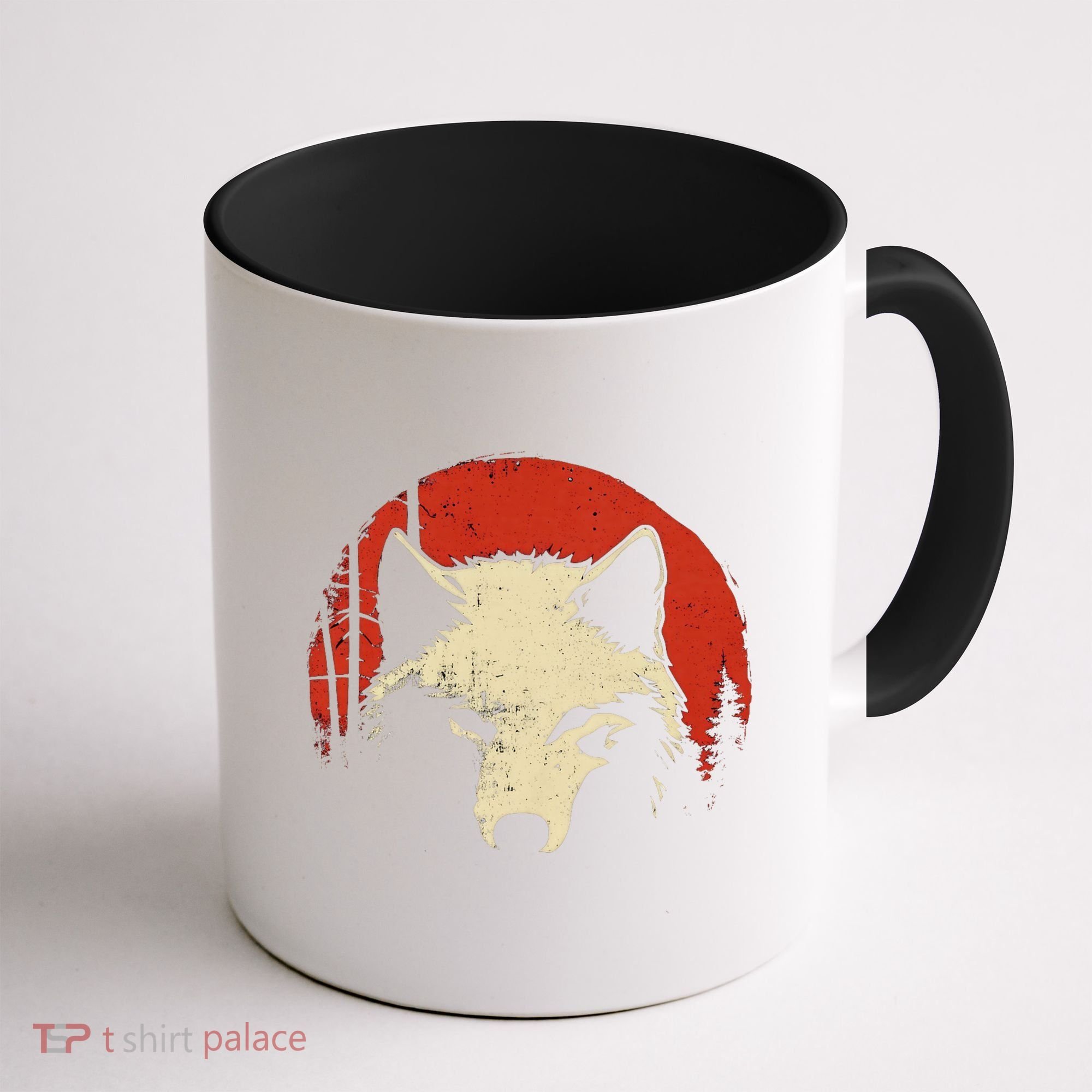 Wolf Graphic Red Moon Wildlife Animal Wolf Japanese Coffee Mug