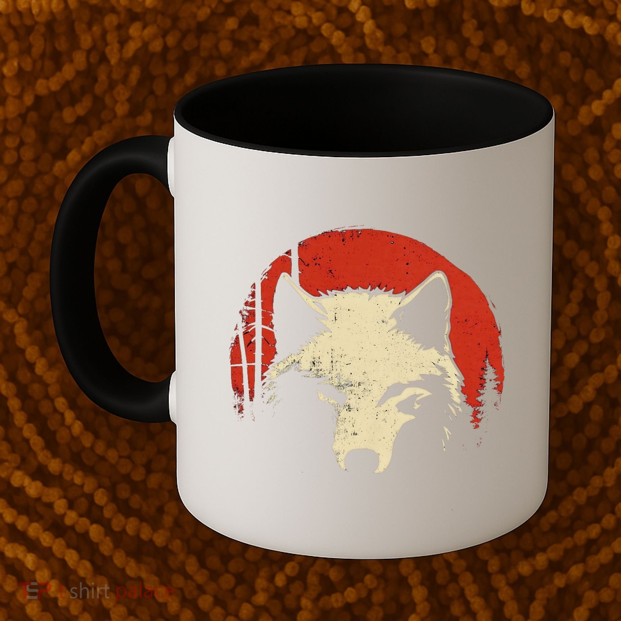 Wolf Graphic Red Moon Wildlife Animal Wolf Japanese Coffee Mug