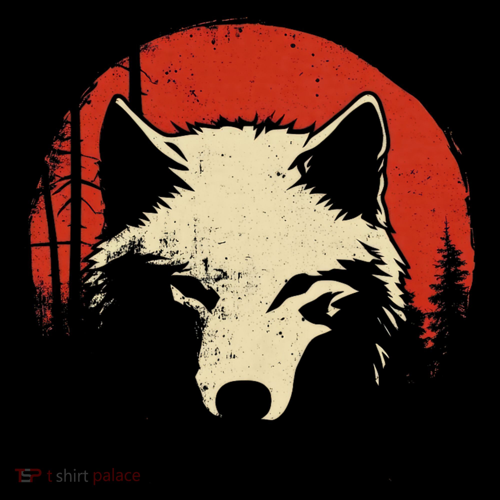 Wolf Graphic Red Moon Wildlife Animal Wolf Japanese Coffee Mug