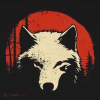 Wolf Graphic Red Moon Wildlife Animal Wolf Japanese Women's Hoodie thumb 2