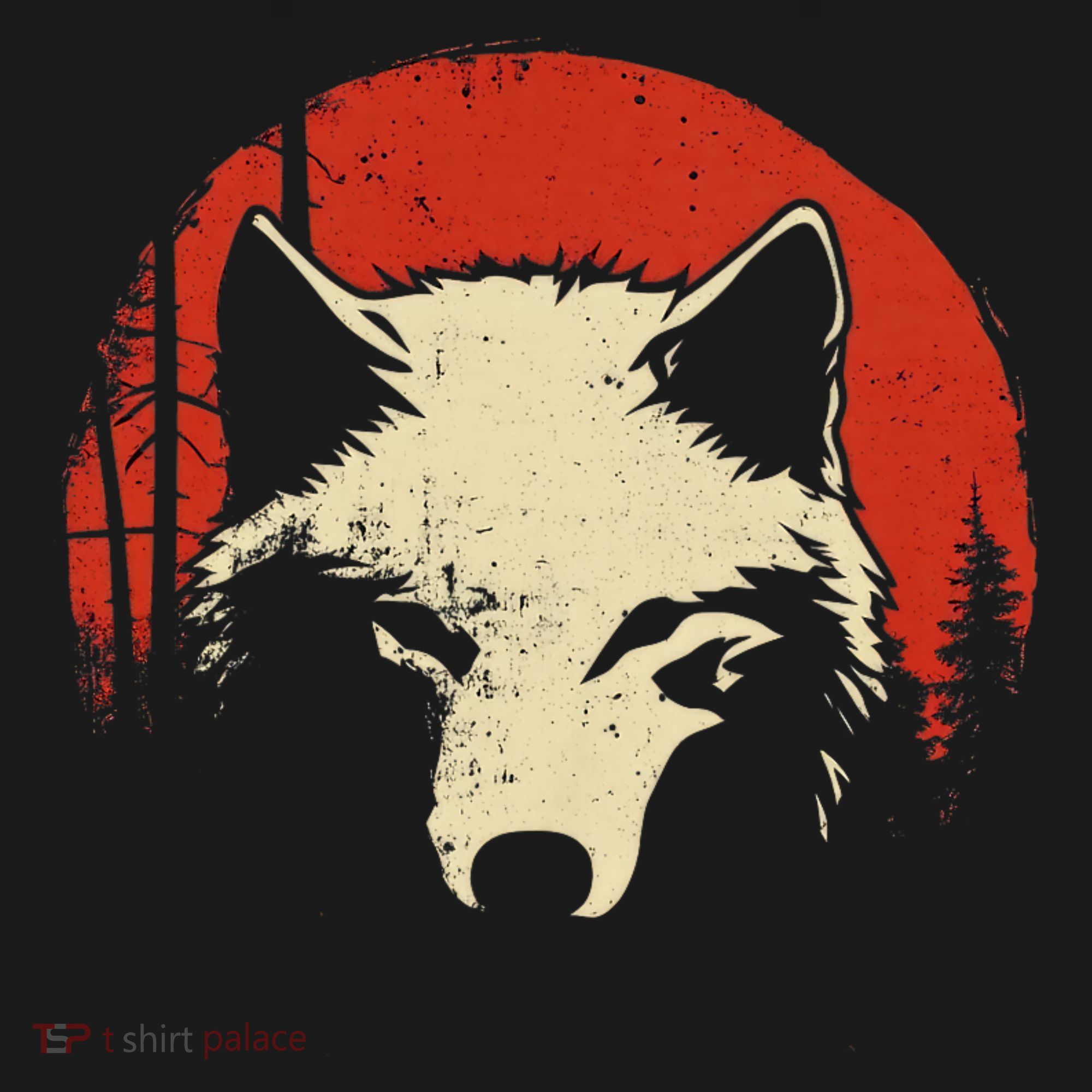 Wolf Graphic Red Moon Wildlife Animal Wolf Japanese Women's Hoodie