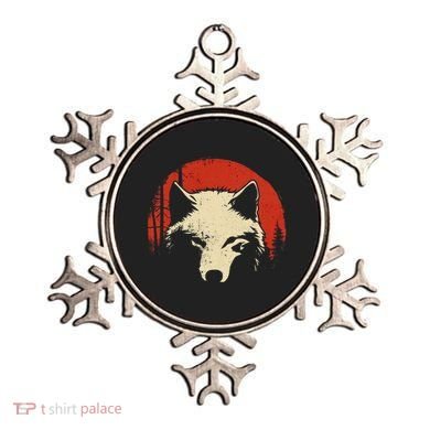 Wolf Graphic Red Moon Wildlife Animal Wolf Japanese Ornament