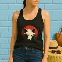 Wolf Graphic Red Moon Wildlife Animal Wolf Japanese Women's Tank Top thumb 2