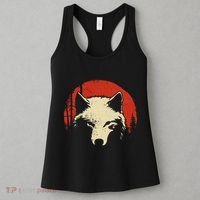 Wolf Graphic Red Moon Wildlife Animal Wolf Japanese Women's Tank Top thumb 3
