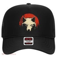 Wolf Graphic Red Moon Wildlife Animal Wolf Japanese Hat thumb 0