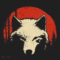 Wolf Graphic Red Moon Wildlife Animal Wolf Japanese Hat thumb 2