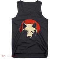 Wolf Graphic Red Moon Wildlife Animal Wolf Japanese Tank Top thumb 0