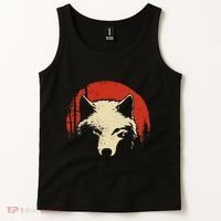 Wolf Graphic Red Moon Wildlife Animal Wolf Japanese Tank Top thumb 2