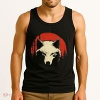 Wolf Graphic Red Moon Wildlife Animal Wolf Japanese Tank Top thumb 3
