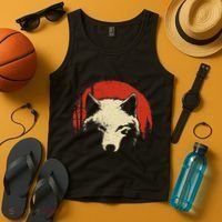Wolf Graphic Red Moon Wildlife Animal Wolf Japanese Tank Top thumb 4