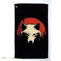 Wolf Graphic Red Moon Wildlife Animal Wolf Japanese Golf Towel thumb 0