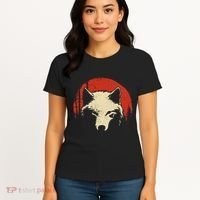 Wolf Graphic Red Moon Wildlife Animal Wolf Japanese Women's T-Shirt thumb 4