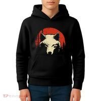 Wolf Graphic Red Moon Wildlife Animal Wolf Japanese Kids Hoodie thumb 4