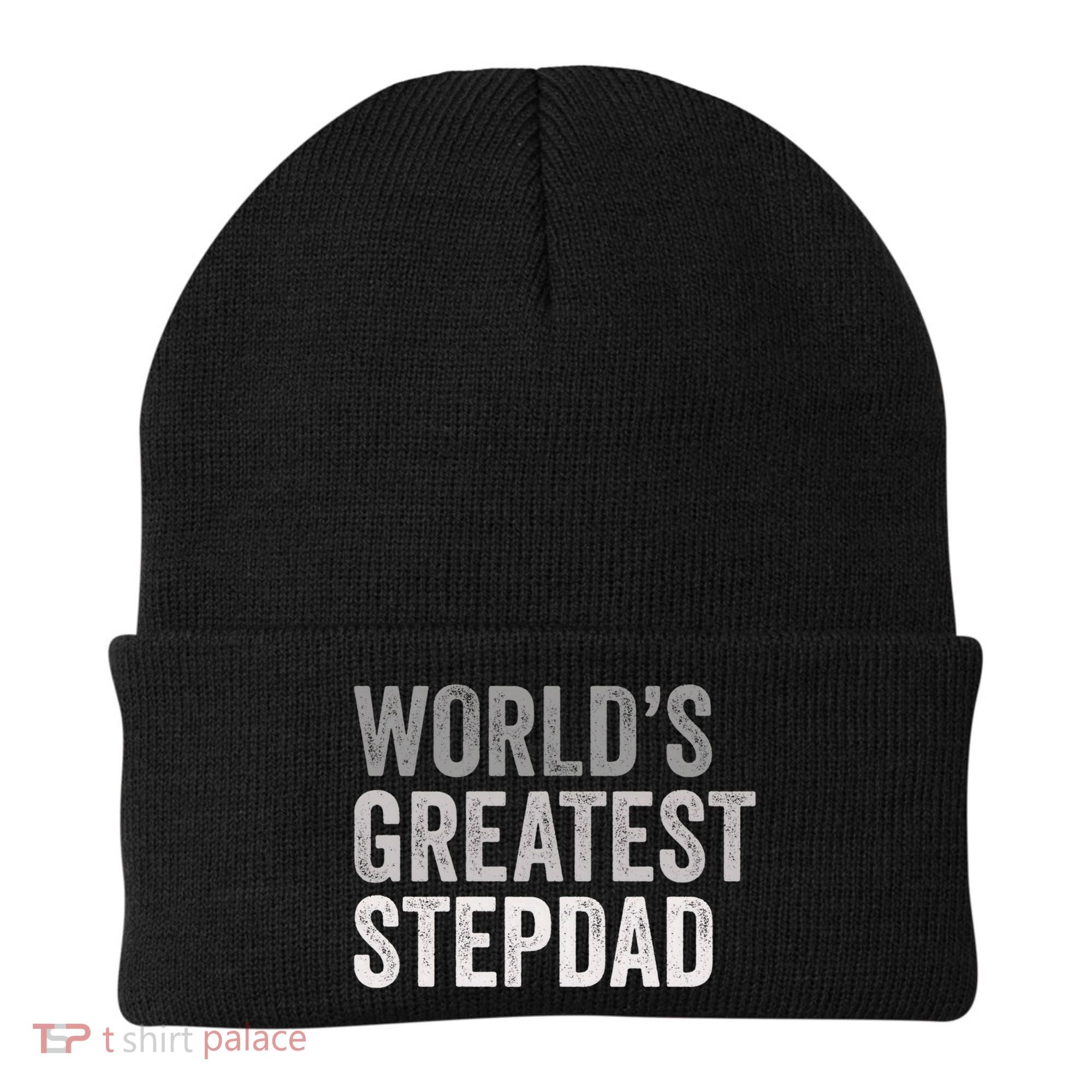 Worlds Greatest Stepdad Funny Dad Stepfather Gift Beanie