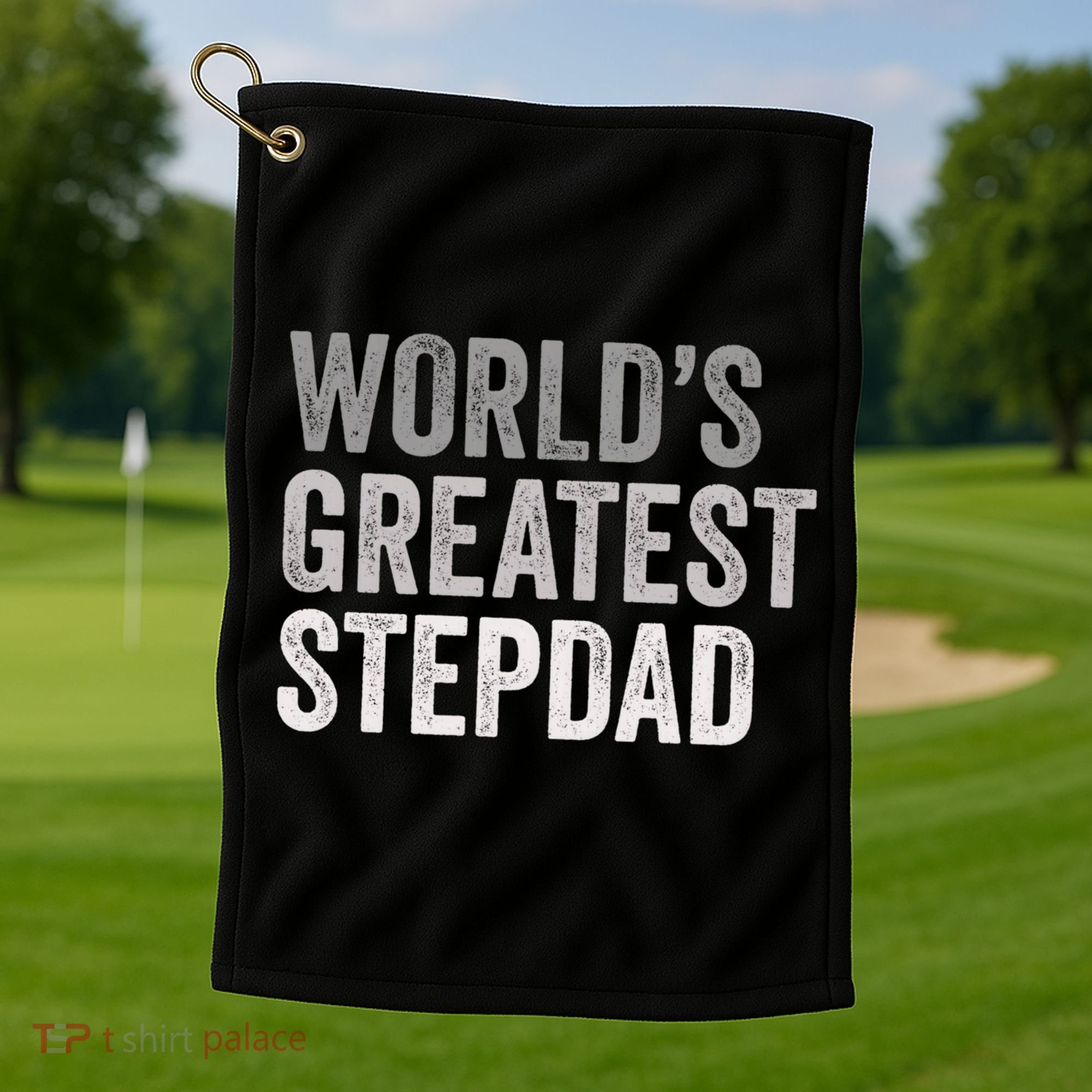 Worlds Greatest Stepdad Funny Dad Stepfather Gift Golf Towel