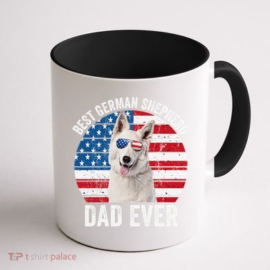 White German Shepherd Dad American Flag Dog Lover Gsd Dog Coffee Mug back