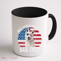 White German Shepherd Dad American Flag Dog Lover Gsd Dog Coffee Mug thumb 1