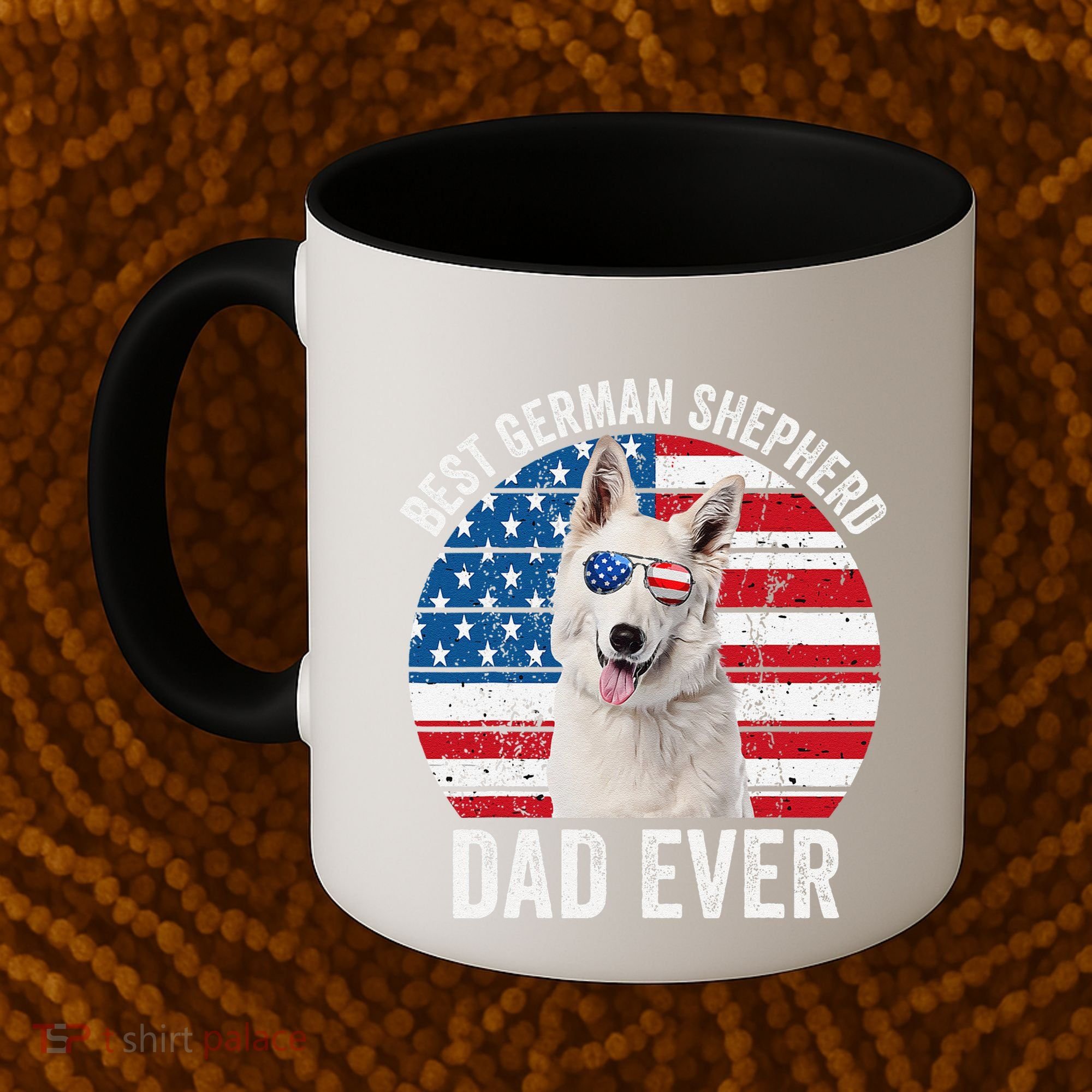 White German Shepherd Dad American Flag Dog Lover Gsd Dog Coffee Mug