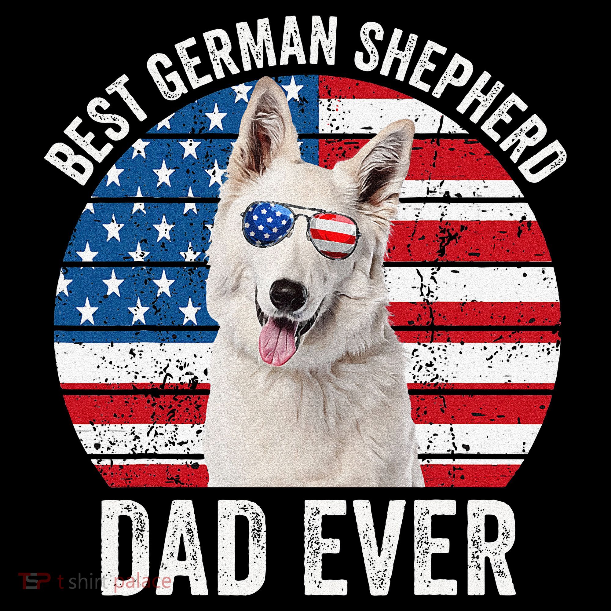 White German Shepherd Dad American Flag Dog Lover Gsd Dog Coffee Mug