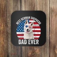 White German Shepherd Dad American Flag Dog Lover Gsd Dog Coaster thumb 0