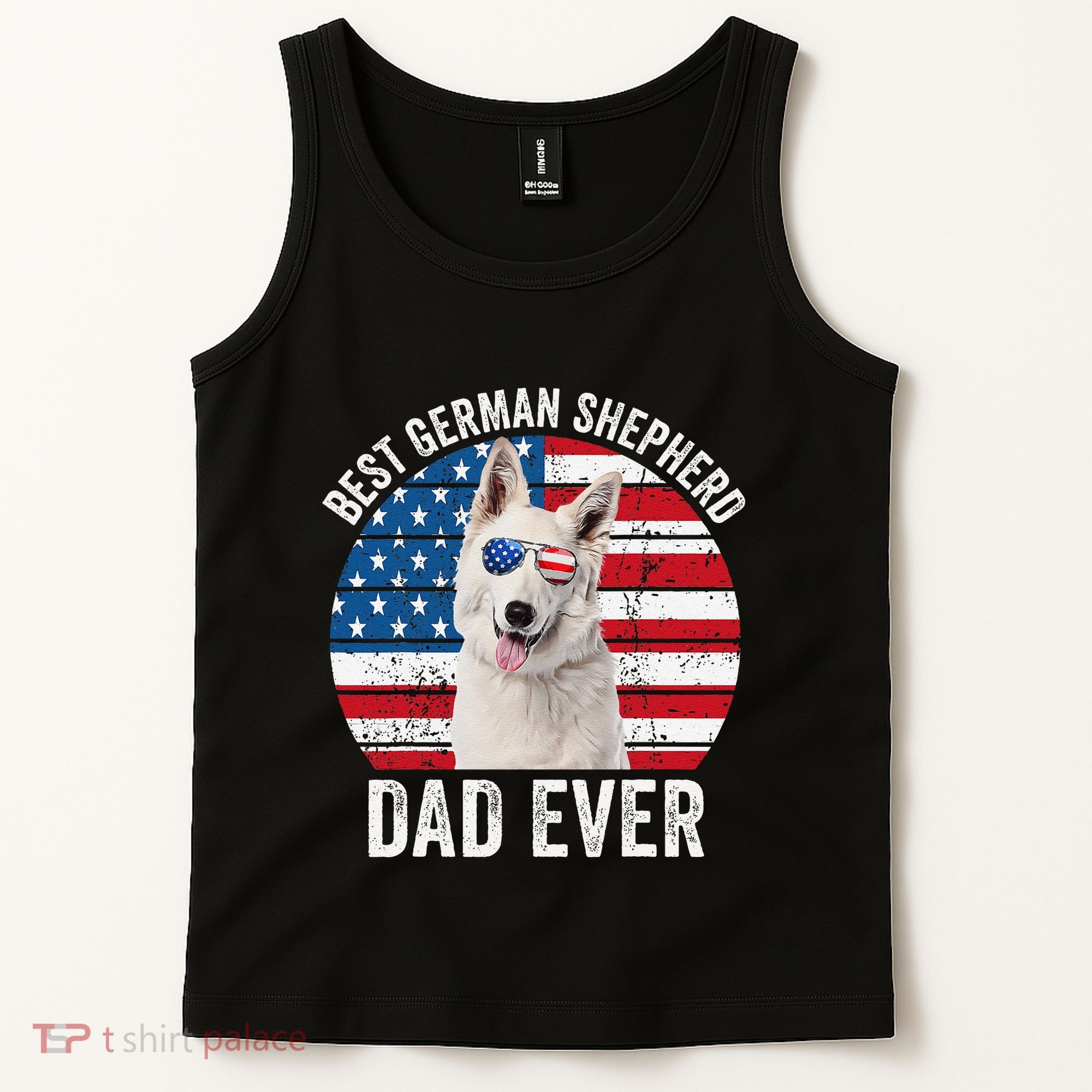 White German Shepherd Dad American Flag Dog Lover Gsd Dog Tank Top