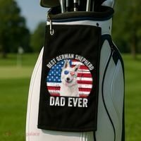 White German Shepherd Dad American Flag Dog Lover Gsd Dog Golf Towel thumb 2