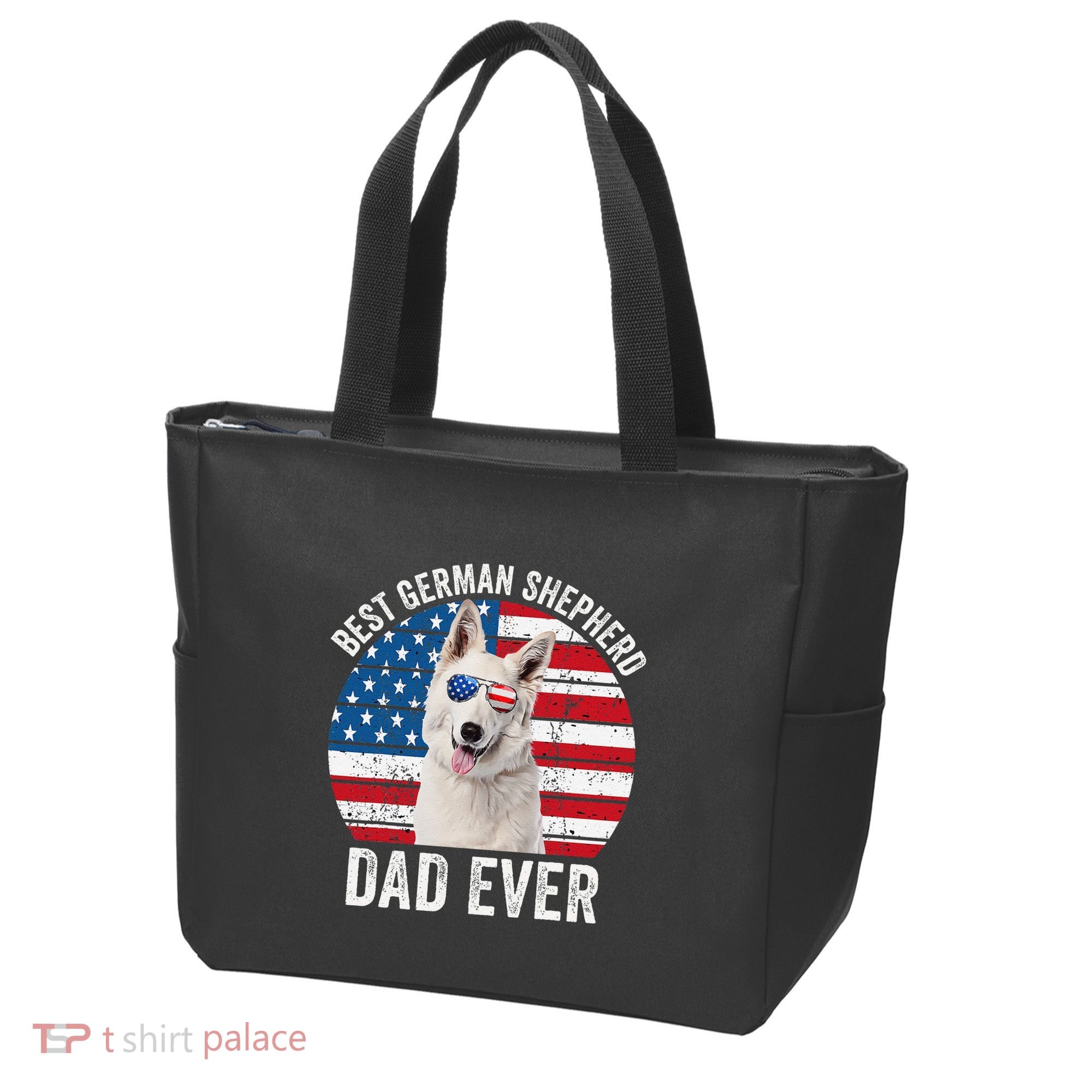 White German Shepherd Dad American Flag Dog Lover Gsd Dog Tote Bag