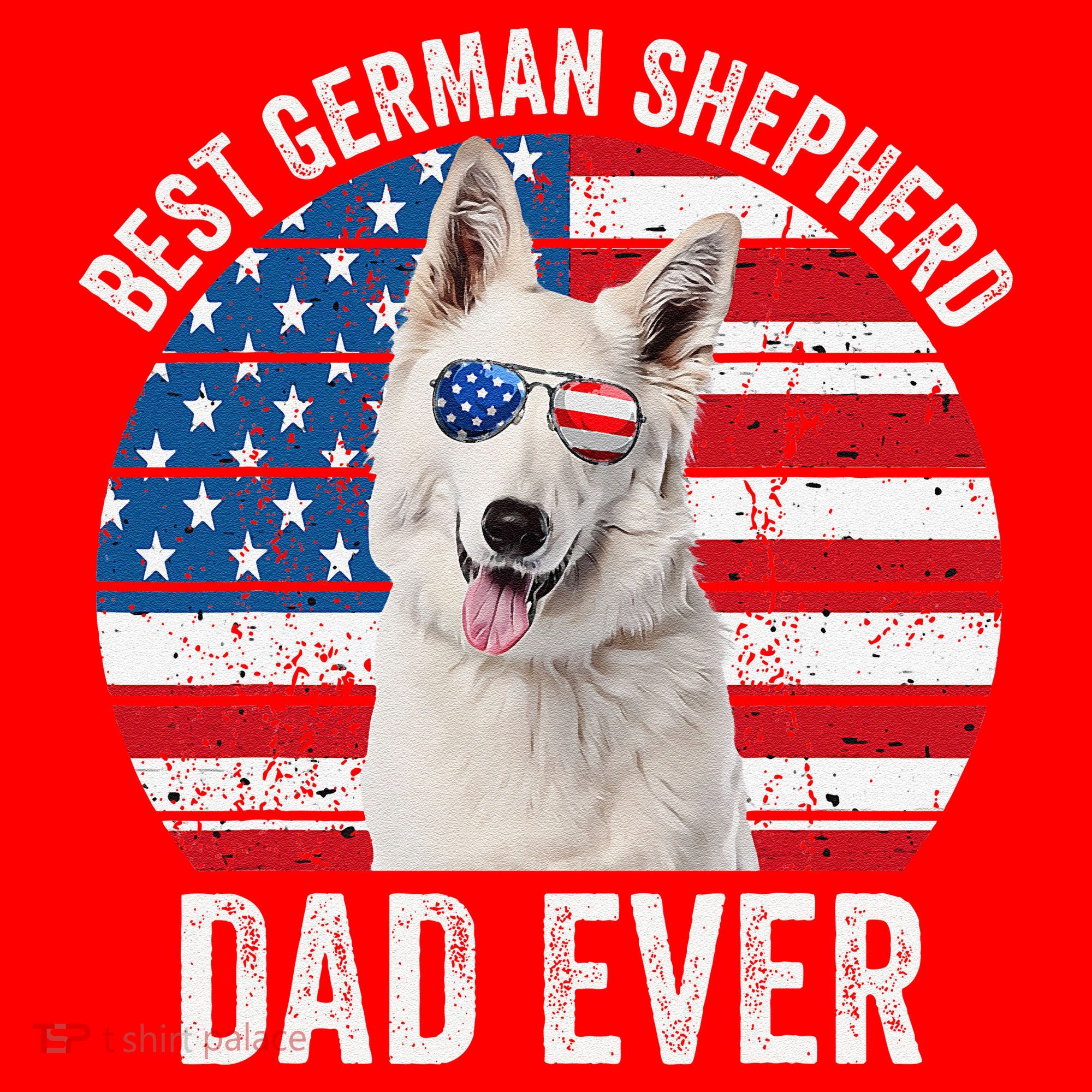White German Shepherd Dad American Flag Dog Lover Gsd Dog Santa Hat