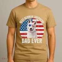 White German Shepherd Dad American Flag Dog Lover Gsd Dog T-Shirt thumb 3