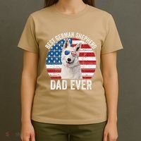 White German Shepherd Dad American Flag Dog Lover Gsd Dog T-Shirt thumb 4