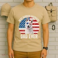 White German Shepherd Dad American Flag Dog Lover Gsd Dog T-Shirt thumb 6