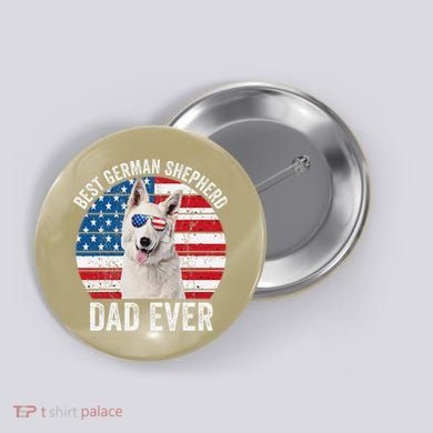 White German Shepherd Dad American Flag Dog Lover Gsd Dog Button