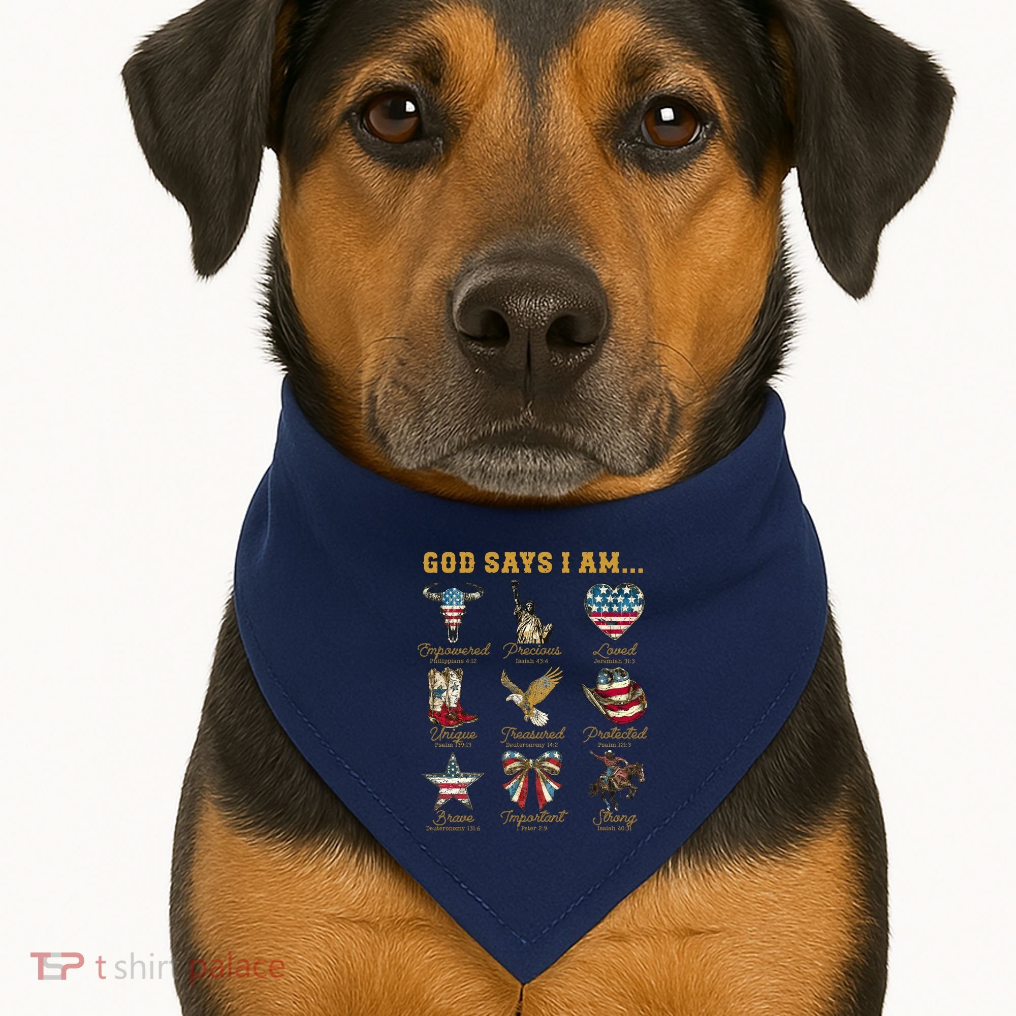 Western God Says I Am 4th Of July Distressed USA-Made Doggie Bandana
