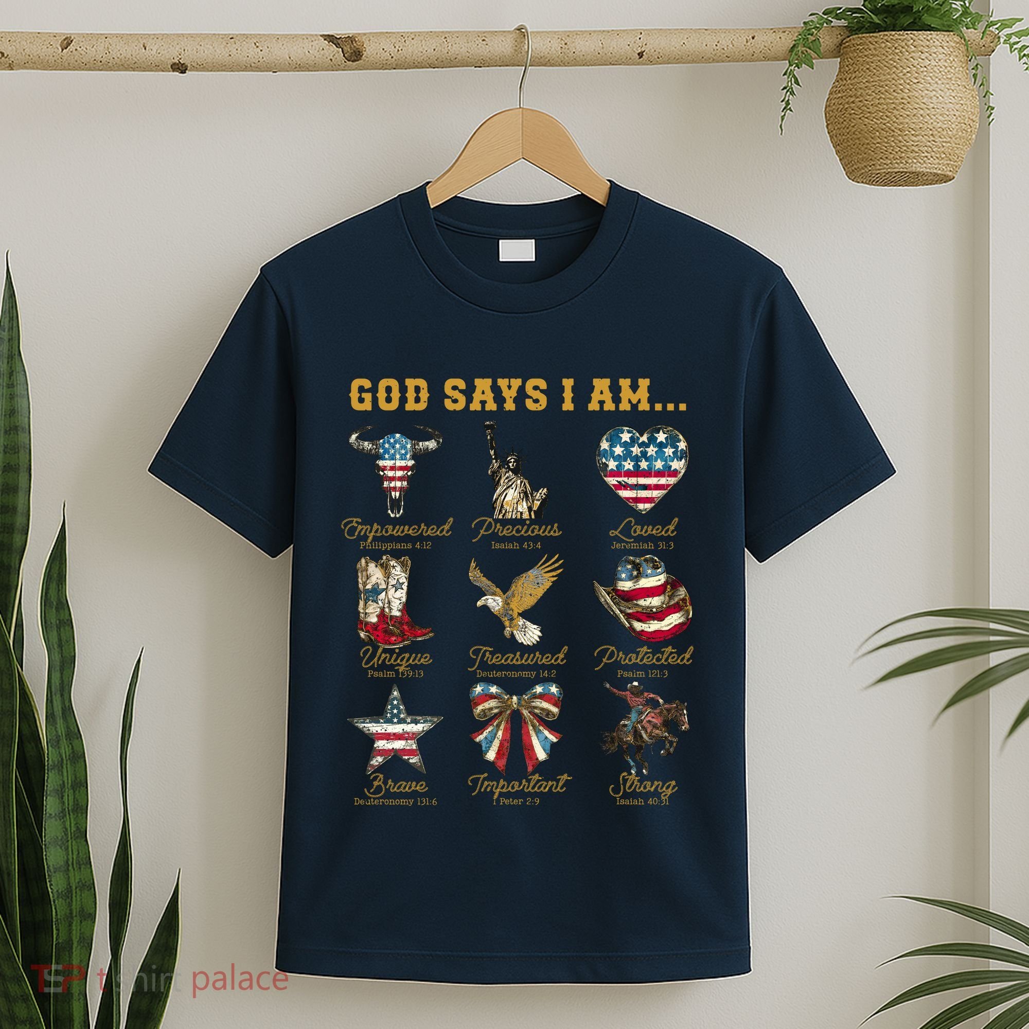 Western God Says I Am 4th Of July Distressed T-Shirt