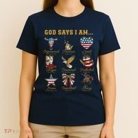 Western God Says I Am 4th Of July Distressed T-Shirt thumb 4