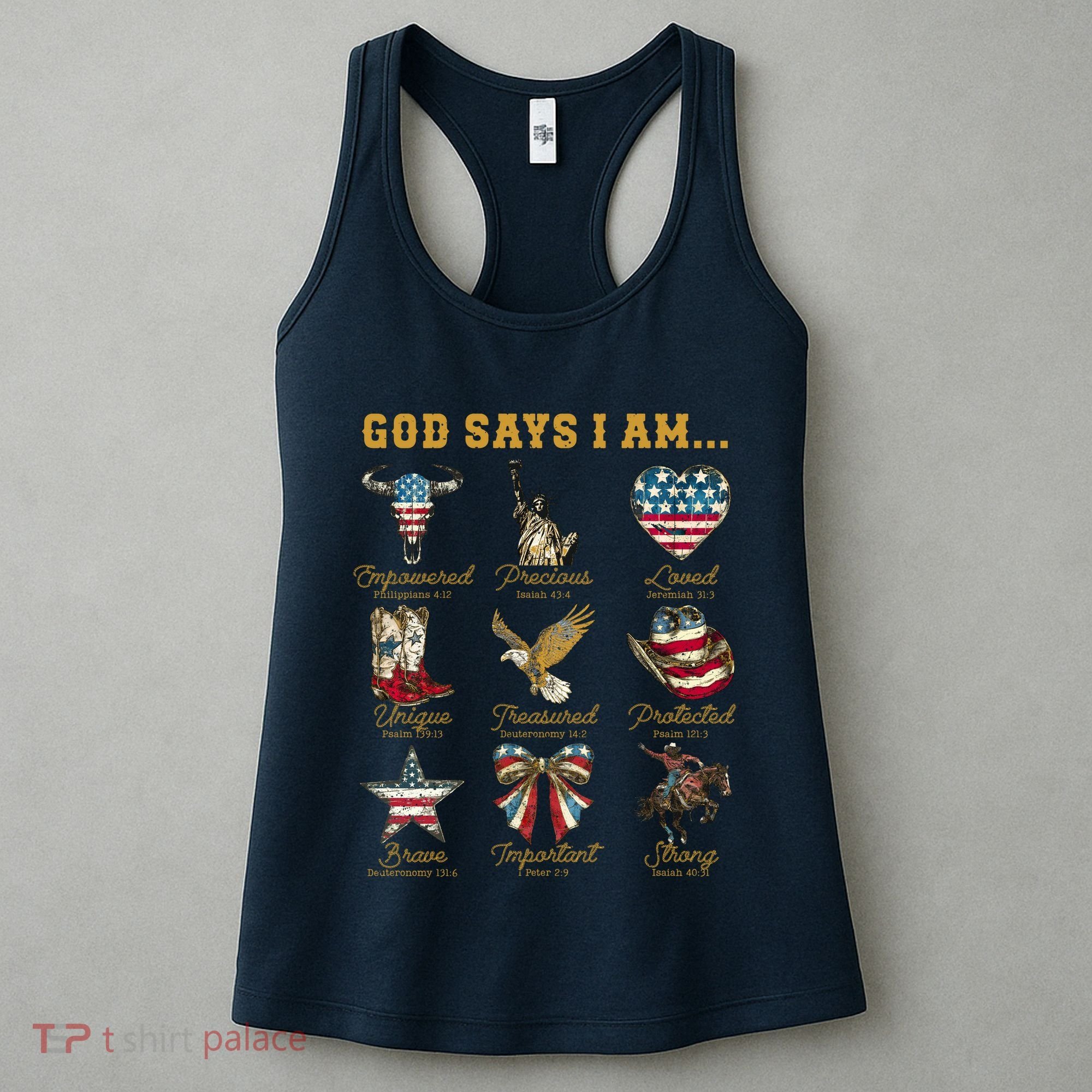 Western God Says I Am 4th Of July Distressed Women's Tank Top