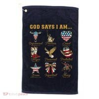 Western God Says I Am 4th Of July Distressed Golf Towel thumb 0