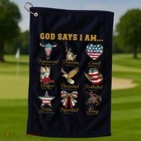 Western God Says I Am 4th Of July Distressed Golf Towel thumb 1