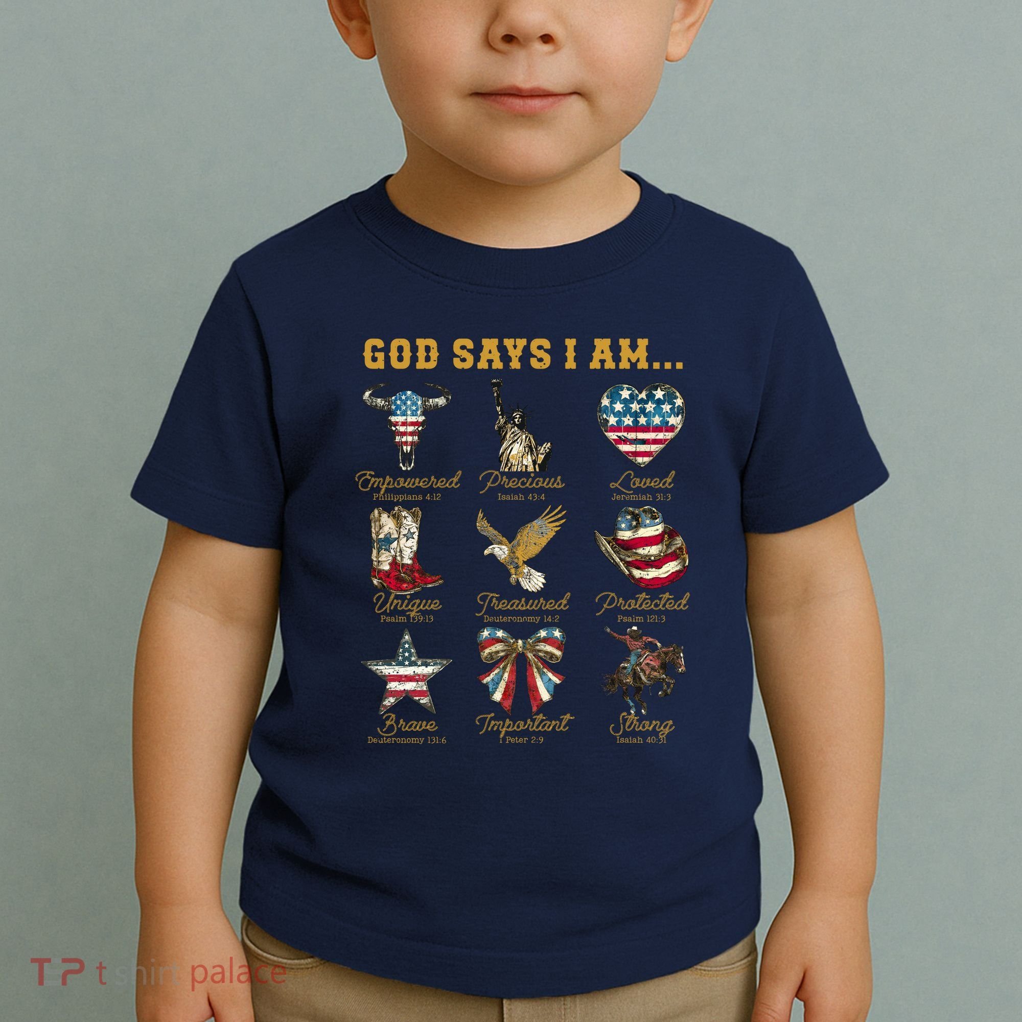 Western God Says I Am 4th Of July Distressed Toddler T-Shirt
