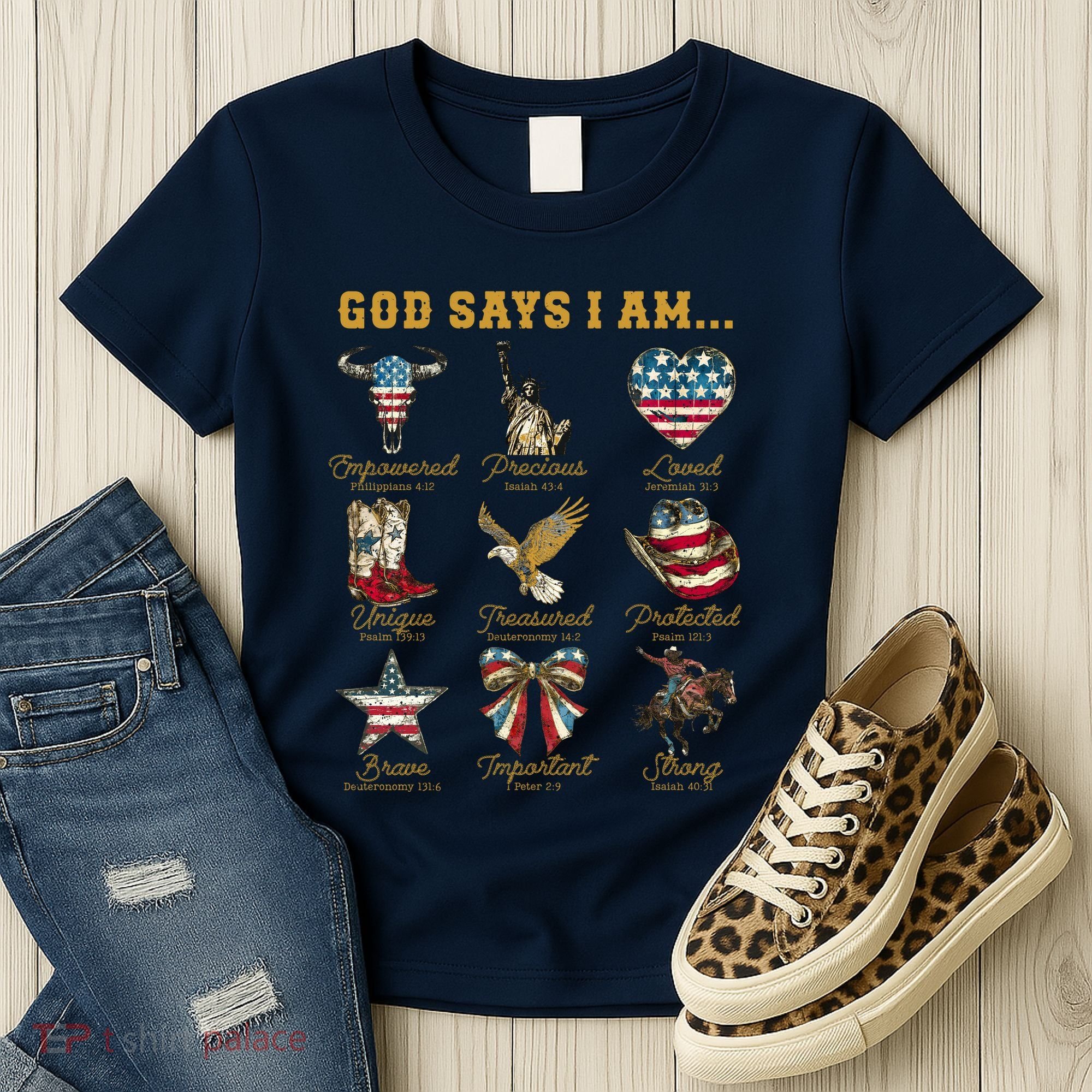 Western God Says I Am 4th Of July Distressed Women's T-Shirt