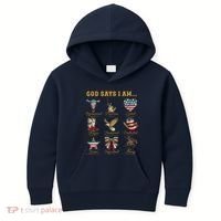 Western God Says I Am 4th Of July Distressed Kids Hoodie thumb 0