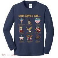 Western God Says I Am 4th Of July Distressed Kids Long Sleeve Shirt thumb 0