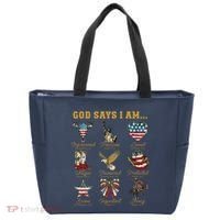 Western God Says I Am 4th Of July Distressed Tote Bag thumb 0